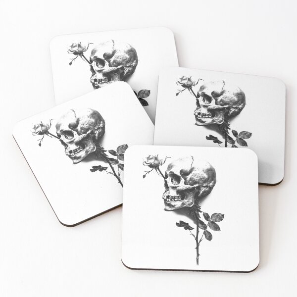 Item preview, Skull and Rose – Dark Gothic Botanical Black and White Illustration designed and sold by inkoutninja.
