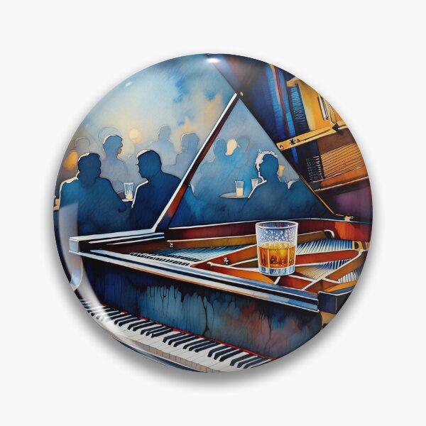 Item preview, Midnight Jazz Piano Watercolor Sticker Wall Art designed and sold by Artist Bishhnu Banerji.