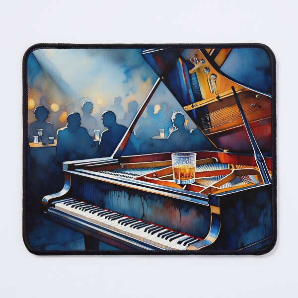 Item preview, Midnight Jazz Piano Watercolor Sticker Wall Art designed and sold by Artist Bishhnu Banerji.