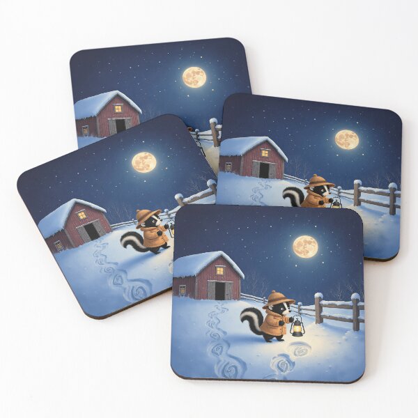 Item preview, Moonlit Winter Wanderer – Whimsical Skunk with Lantern in the Snow designed and sold by Whimsical Hug.