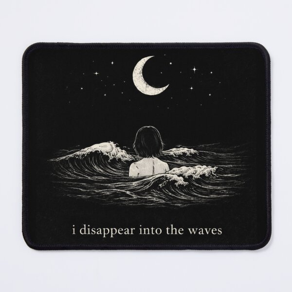 Item preview, I Disappear Into the Waves – Midnight Ocean Illustration designed and sold by ByKubraArt.