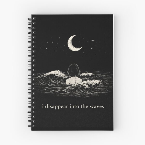 Item preview, I Disappear Into the Waves – Midnight Ocean Illustration designed and sold by ByKubraArt.