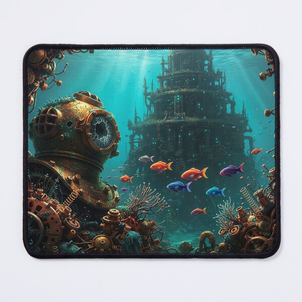 Item preview, Sunken Clockwork City — Steampunk Underwater Fantasy Art designed and sold by The Visual Syllabus.