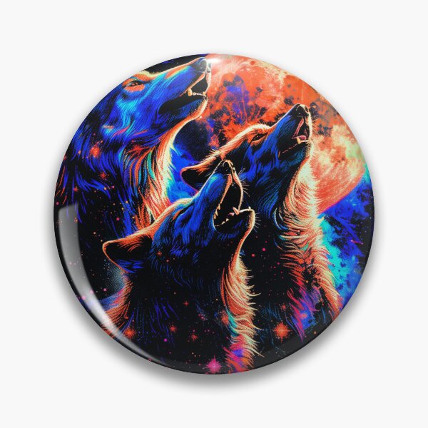 Artikelvorschau, Neon-heulender Wolfsmond – Kosmisches Galaxien-T-Shirt-Design entworfen und verkauft von PSYNOVA.