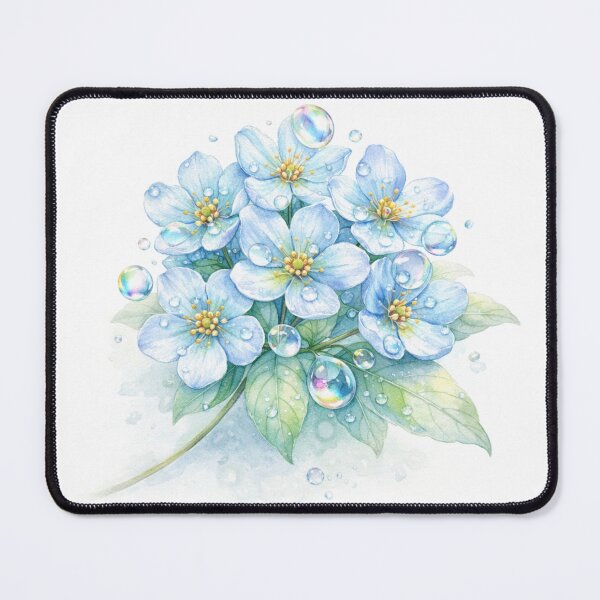 Item preview, Blue Jewel Bloom Cluster – Dew-Kissed Watercolor Botanical Art designed and sold by Artist Bishhnu Banerji.