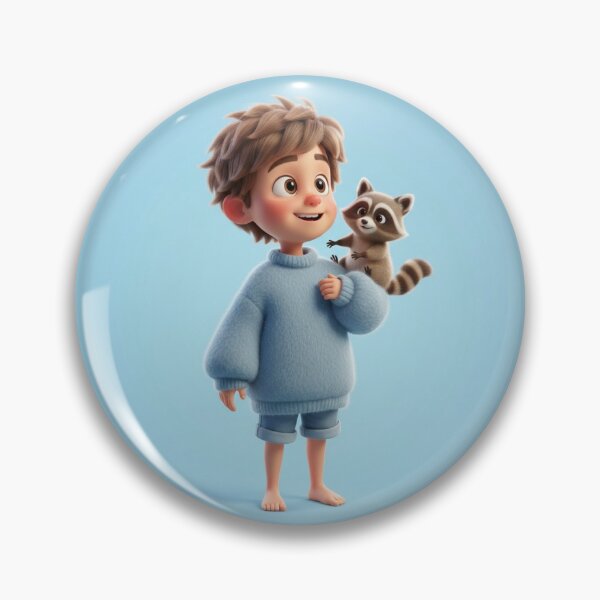 Item preview, Cute 3D Boy with Raccoon Friend – Adorable Cartoon Illustration designed and sold by TrendTonic1.