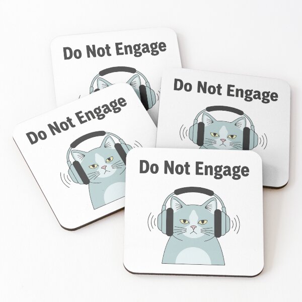 Item preview, Do Not Engage Cat Shirt – Funny Introvert Headphone Cat Meme Cute Antisocial Quote T-Shirt designed and sold by Design-Pro-21.