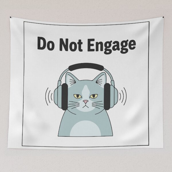 Item preview, Do Not Engage Cat Shirt – Funny Introvert Headphone Cat Meme Cute Antisocial Quote T-Shirt designed and sold by Design-Pro-21.