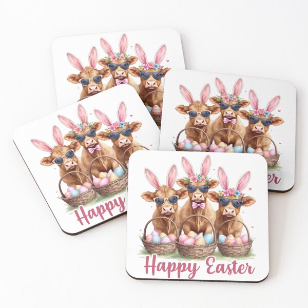 Item preview, Happy Easter Highland Cow Trio with Bunny Ears designed and sold by Lbeck1869.