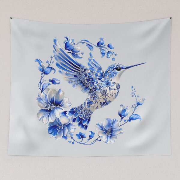 Item preview, Porcelain Blue Hummingbird 2 designed and sold by Dawne's Designs.