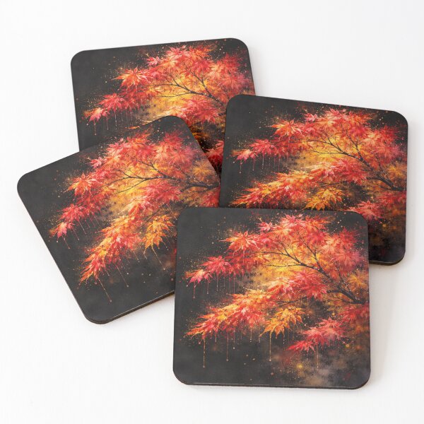 Item preview, Japanese Maple Autumn Watercolor Gallery Print designed and sold by Artist Bishhnu Banerji.