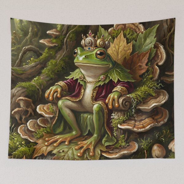 Item preview, Enchanted Frog King – Whimsical Cottagecore Forest Fantasy Illustration designed and sold by cr6zym1nd.