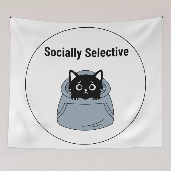 Item preview, Socially Selective Cat Shirt – Funny Introvert Black Cat Hoodie Cartoon Minimalist Meme Design designed and sold by Design-Pro-21.