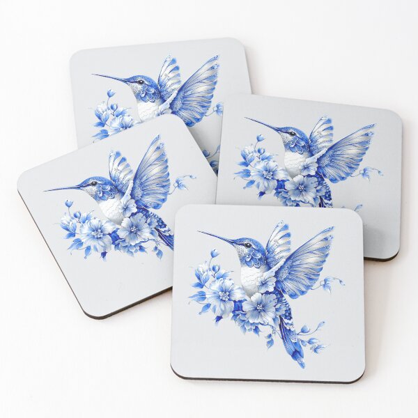 Item preview, Porcelain Blue Hummingbird 4 designed and sold by Dawne's Designs.