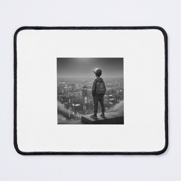Item preview, Lonely Boy Overlooking City – Moody Urban Night Illustration designed and sold by TrendTonic1.