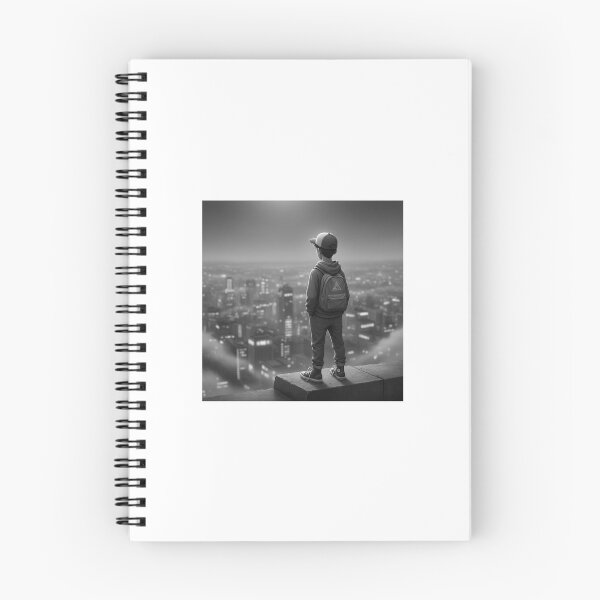 Item preview, Lonely Boy Overlooking City – Moody Urban Night Illustration designed and sold by TrendTonic1.