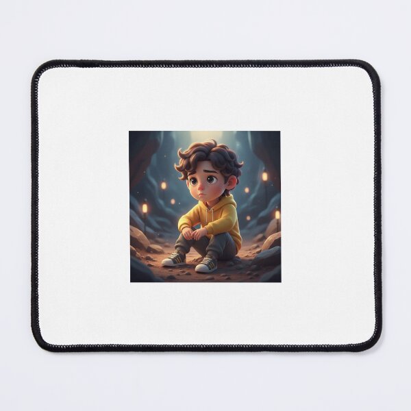 Item preview, Sad Little Boy in Lantern Cave – Emotional 3D Illustration designed and sold by TrendTonic1.