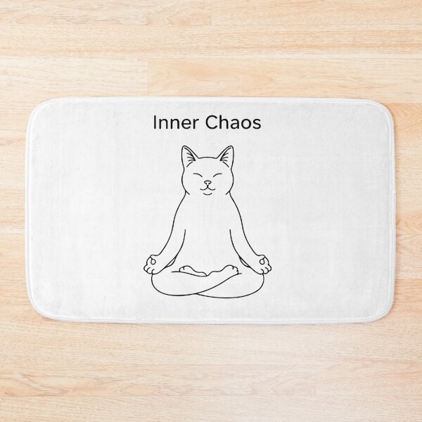 Item preview, Inner Chaos Cat Shirt – Funny Meditating Yoga Cat Minimalist Line Art Calm Outside Chaos Inside Design designed and sold by Design-Pro-21.