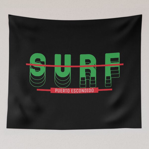 Item preview, Surf Puerto Escondido Graphic | Edgy 3D Font in Mexican Flag Colors | Surf Art designed and sold by Bold & Brewed.