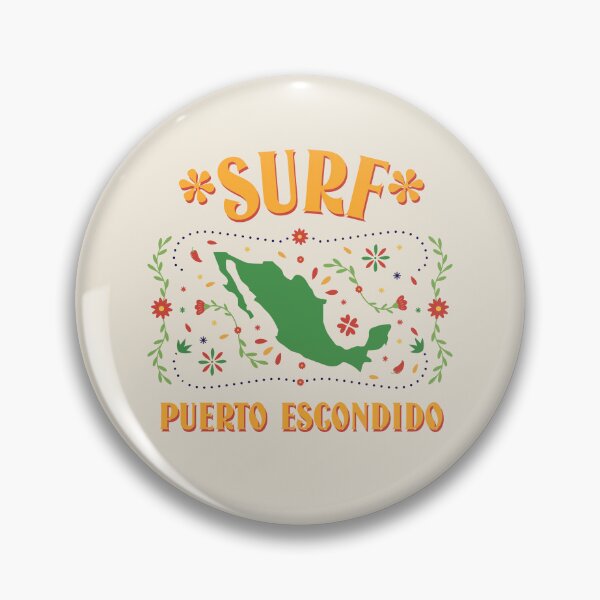 Item preview, Mexico Outline Floral Design with Flag Colors | Surf Puerto Escondido Travel Art designed and sold by Bold & Brewed.