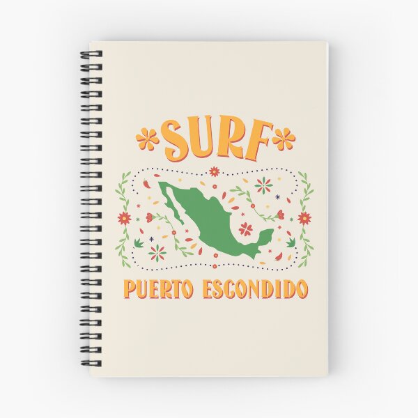 Item preview, Mexico Outline Floral Design with Flag Colors | Surf Puerto Escondido Travel Art designed and sold by Bold & Brewed.