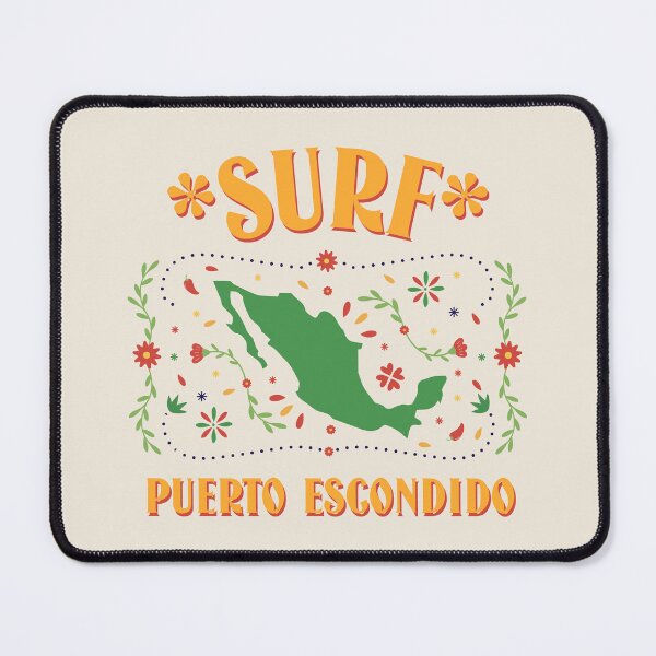 Item preview, Mexico Outline Floral Design with Flag Colors | Surf Puerto Escondido Travel Art designed and sold by Bold & Brewed.