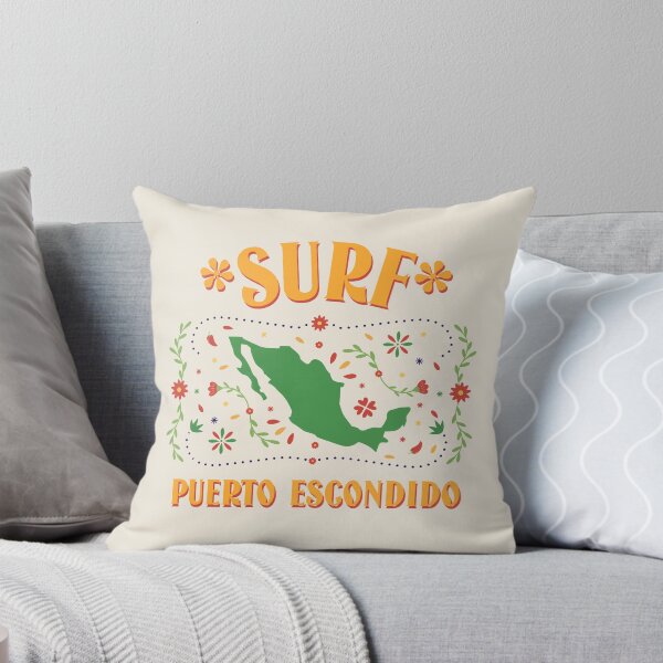 Item preview, Mexico Outline Floral Design with Flag Colors | Surf Puerto Escondido Travel Art designed and sold by Bold & Brewed.