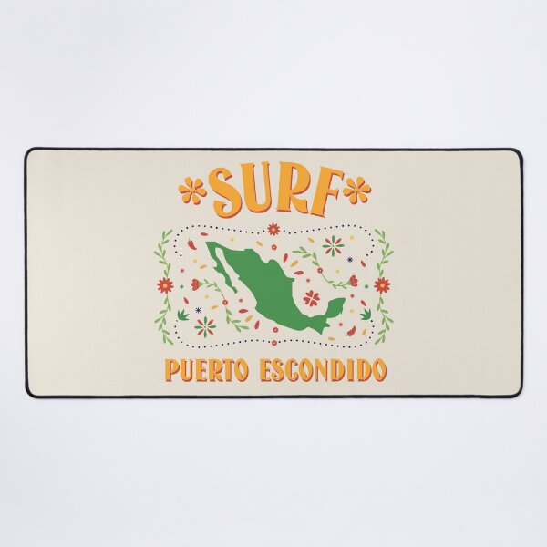 Item preview, Mexico Outline Floral Design with Flag Colors | Surf Puerto Escondido Travel Art designed and sold by Bold & Brewed.
