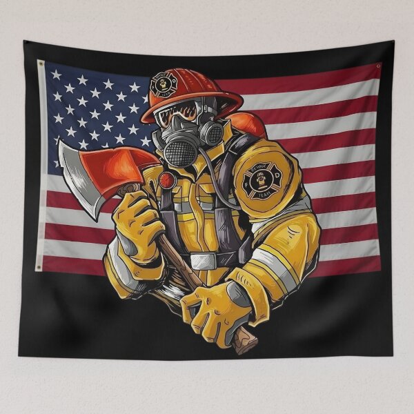 Item preview, American Firefighter Hero USA Flag Patriotic Art designed and sold by DrukNaStyl.