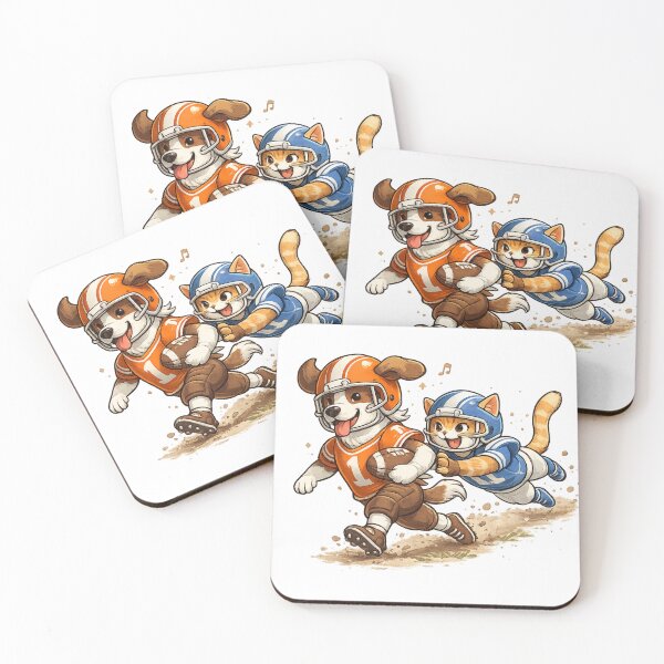 Item preview, A dog and a cat playing American football  designed and sold by TAMBUGH.