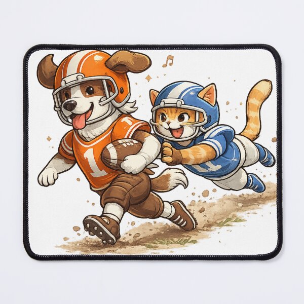 Item preview, A dog and a cat playing American football  designed and sold by TAMBUGH.