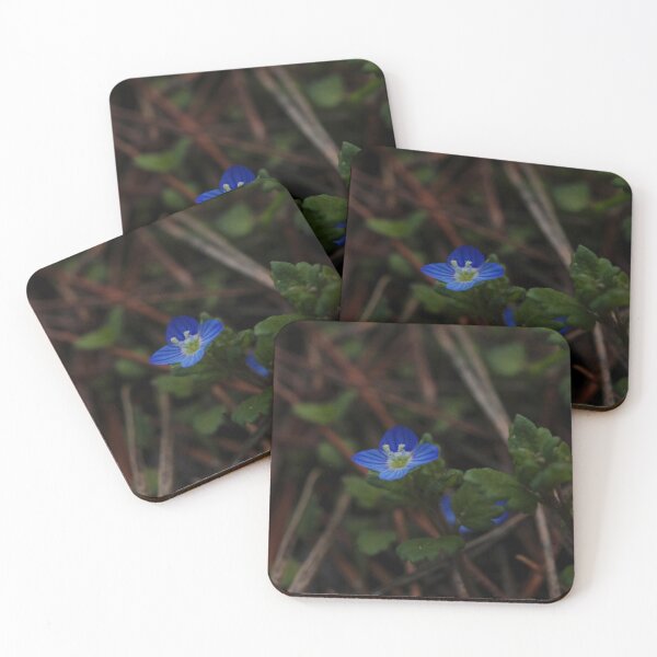 Item preview, Tiny Blue Veronica Flower on Forest Ground Macro designed and sold by vikko-art.