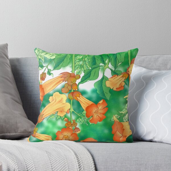 Item preview, Noble Summer: Vibrant Trumpet Creepers in Bloom  designed and sold by QamarART Paintings.