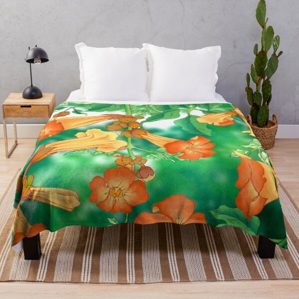 Item preview, Noble Summer: Vibrant Trumpet Creepers in Bloom  designed and sold by QamarART Paintings.