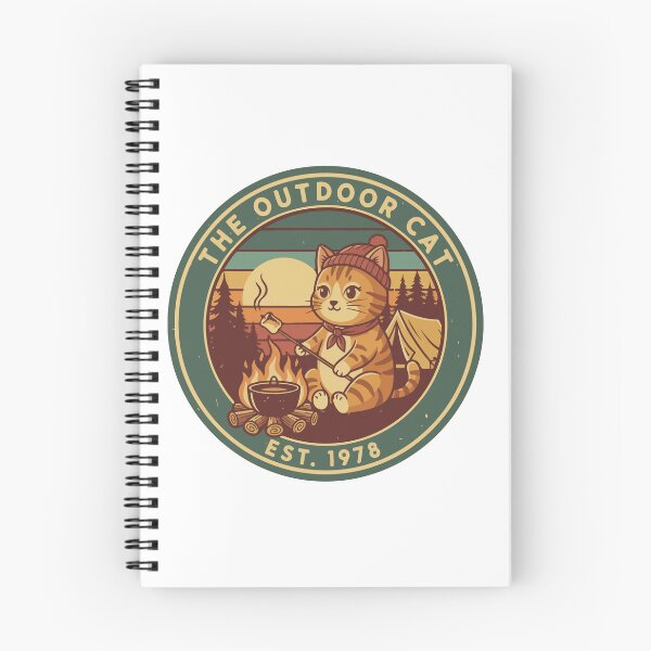 Item preview, The Outdoor Cat Shirt – Vintage Camping Cat Retro Campfire Adventure Tabby Cat Logo Design designed and sold by Design-Pro-21.