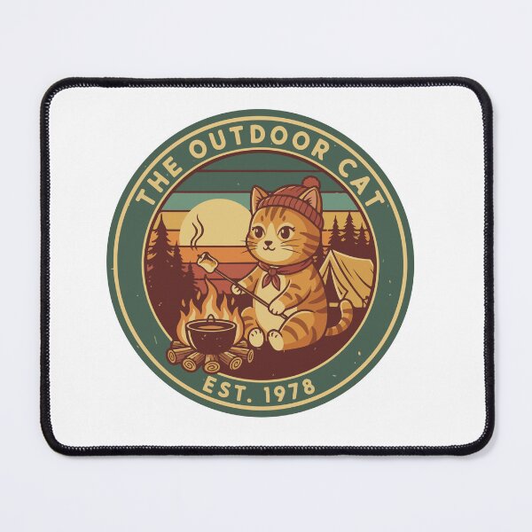 Item preview, The Outdoor Cat Shirt – Vintage Camping Cat Retro Campfire Adventure Tabby Cat Logo Design designed and sold by Design-Pro-21.
