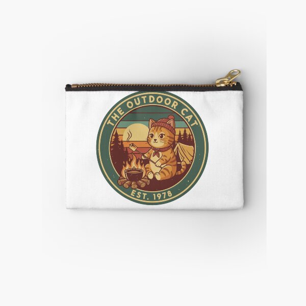Item preview, The Outdoor Cat Shirt – Vintage Camping Cat Retro Campfire Adventure Tabby Cat Logo Design designed and sold by Design-Pro-21.