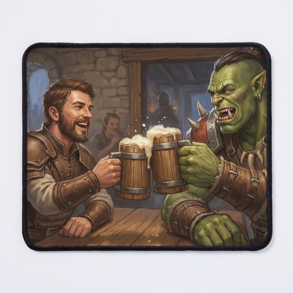 Item preview, Orc & Human Tavern Toast - Fantasy RPG Friendship Art designed and sold by TheodoreZingal.