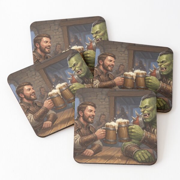 Item preview, Orc & Human Tavern Toast - Fantasy RPG Friendship Art designed and sold by TheodoreZingal.