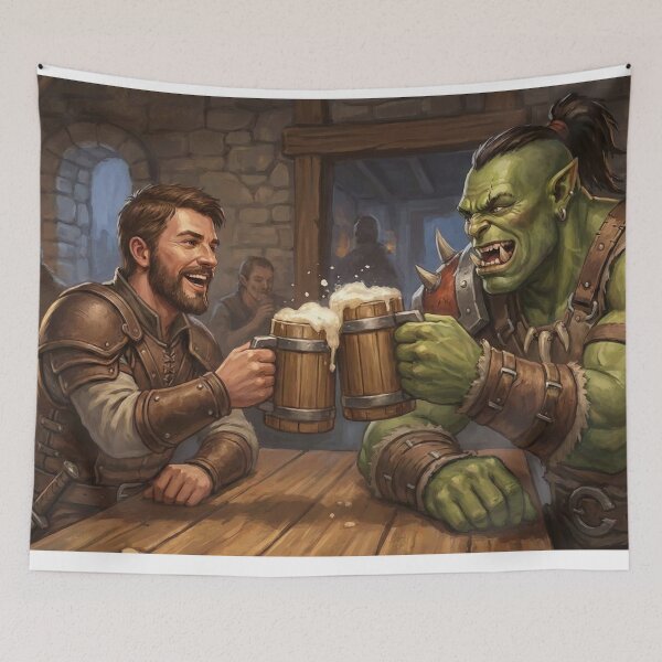 Item preview, Orc & Human Tavern Toast - Fantasy RPG Friendship Art designed and sold by TheodoreZingal.