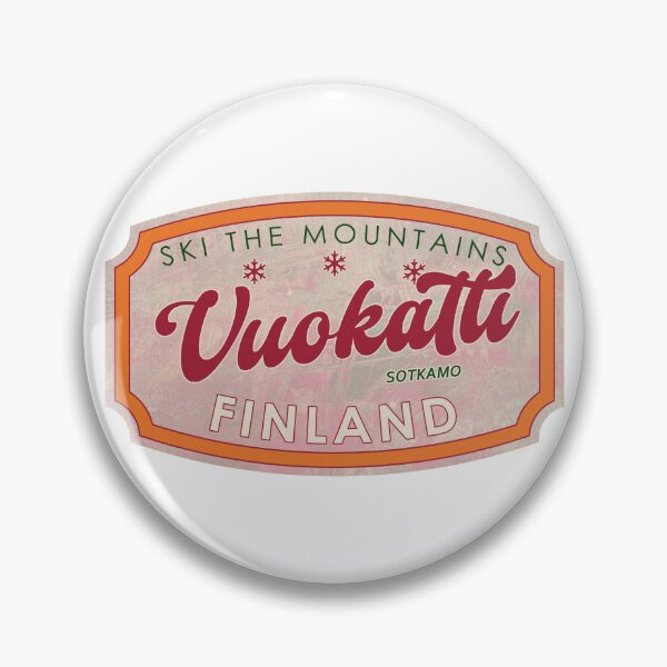 Item preview, Vuokatti, Finland, Sotkamo, Ski, textured skiing badge designed and sold by Wanderful-roads.
