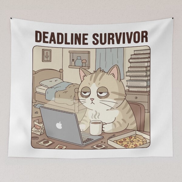 Item preview, Tired Work Cat Shirt – Funny Grumpy Orange Cat Cartoon Laptop Overworked Stress Humor Design designed and sold by Design-Pro-21.