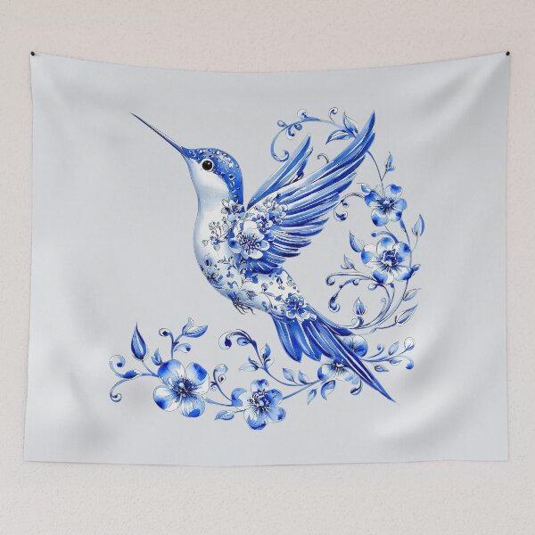 Item preview, Porcelain Blue Hummingbird 7 designed and sold by Dawne's Designs.