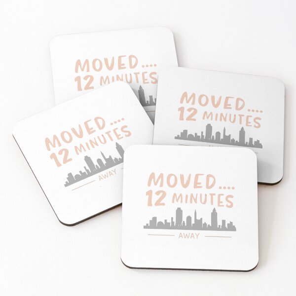 Item preview, Moved 12 Minutes Away Funny Relocation Humor Minimal Typography City Skyline Design designed and sold by FindYouByZ.