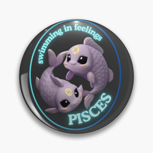 Item preview, The Zodies Pisces “Swimming in Feelings” Badge designed and sold by stickeeyard.