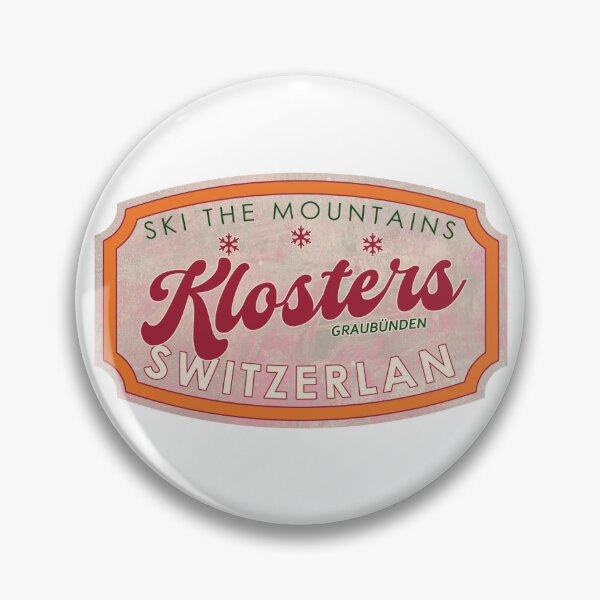 Item preview, Klosters, Switzerland, Graubünden, Ski, textured skiing badge designed and sold by Wanderful-roads.
