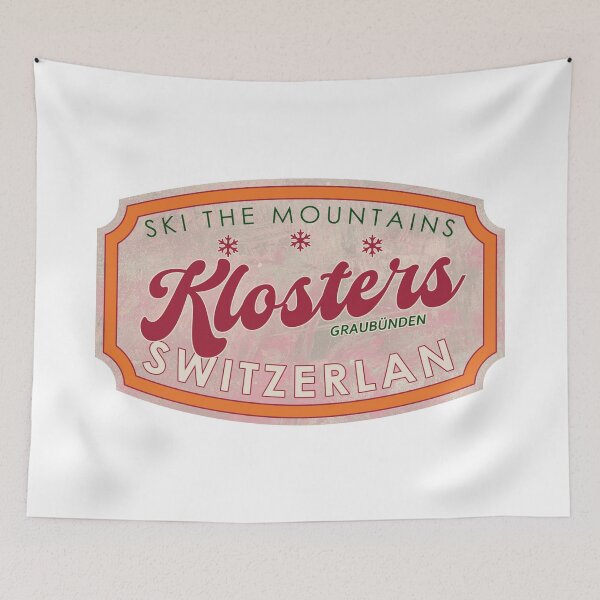 Item preview, Klosters, Switzerland, Graubünden, Ski, textured skiing badge designed and sold by Wanderful-roads.