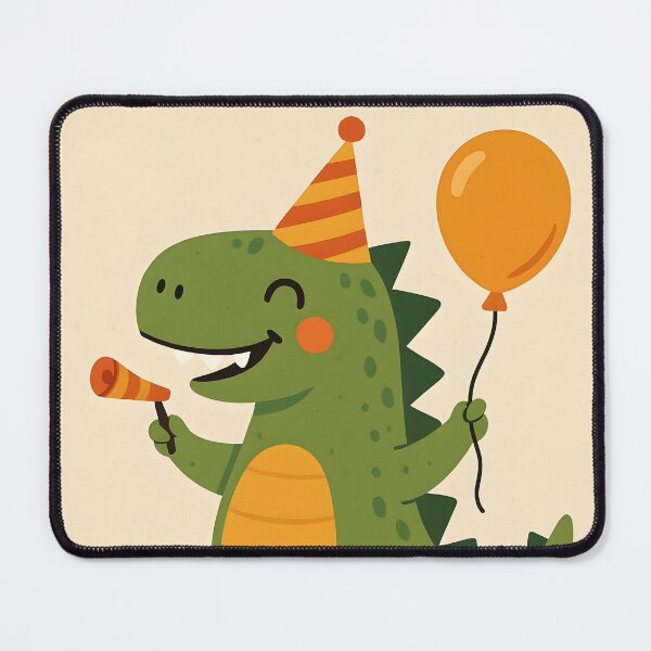 Item preview, Party Dinosaur – Happy Birthday with Balloons and Hat designed and sold by EmeraldeaArt.