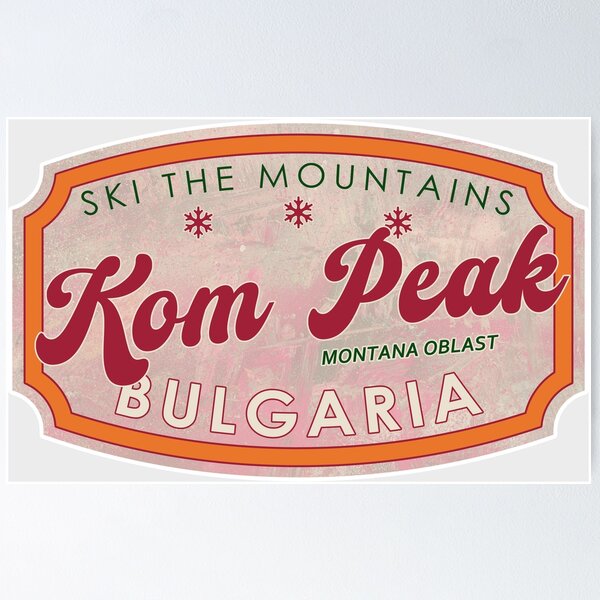 Item preview, Kom Peak, Bulgaria, Montana Oblast, Ski, textured skiing badge designed and sold by Wanderful-roads.
