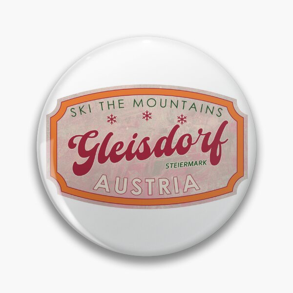 Item preview, Gleisdorf, Austria, Steiermark, Ski, textured skiing badge designed and sold by Wanderful-roads.